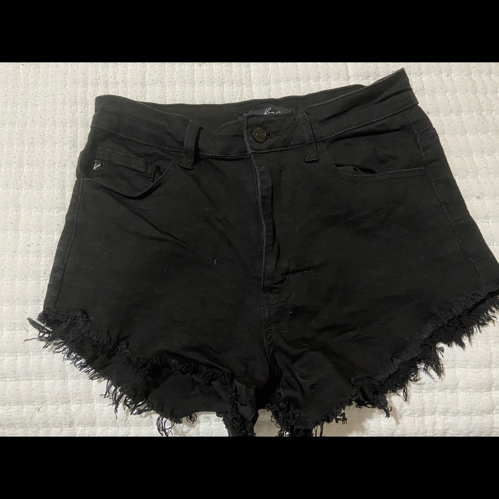 Kancan black distressed shorts